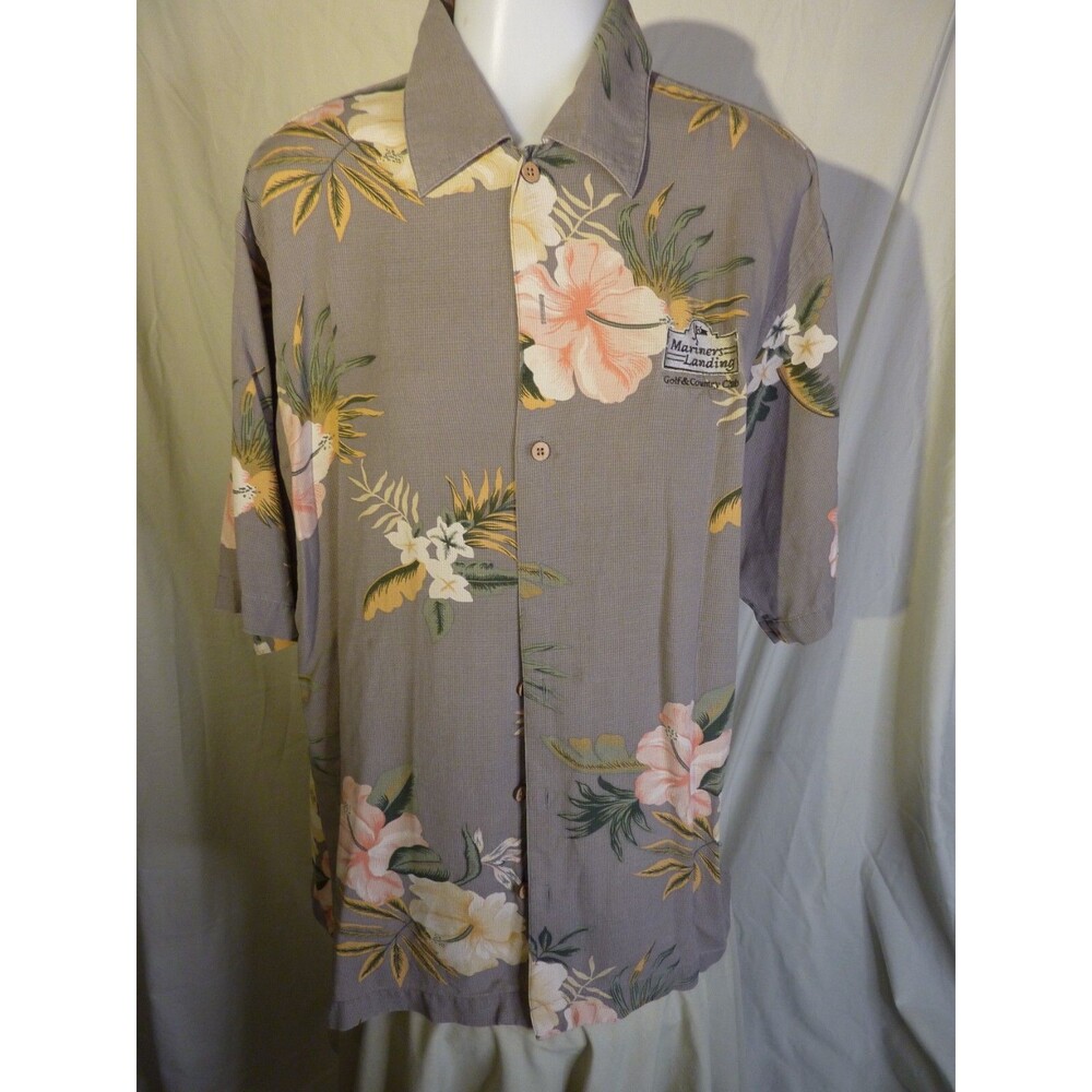Mariners Landing Golf & Co. Club Hawaiian Short Sleeve Silk Shirt-Floral-sz M